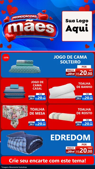 Modelo de TV para TV Vertical com o tema Promoção das Mães para Cama, Mesa e Banho