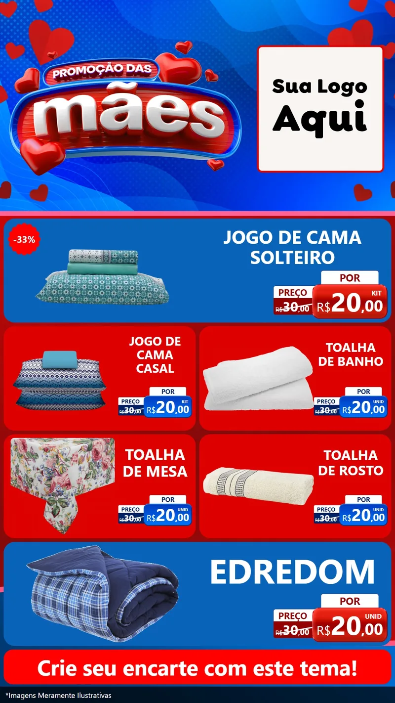 Modelo de TV para TV Vertical com o tema Promoção das Mães para Cama, Mesa e Banho
