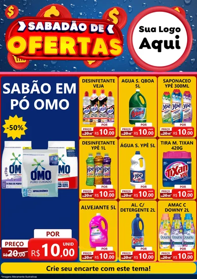 Modelo de Encarte para Encarte A4 Vertical com o tema Sabadão de Ofertas para Produtos de Limpeza