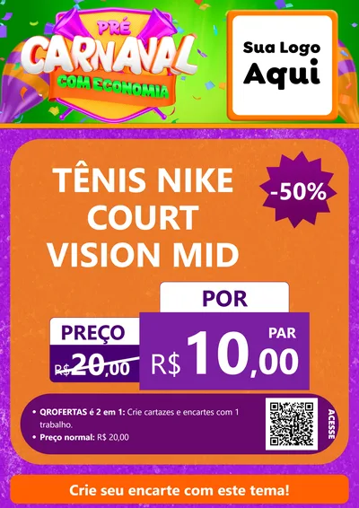 Modelo de Cartaz para Cartaz A4 Vertical com o tema Pré-Carnaval Com Economia para Calçados
