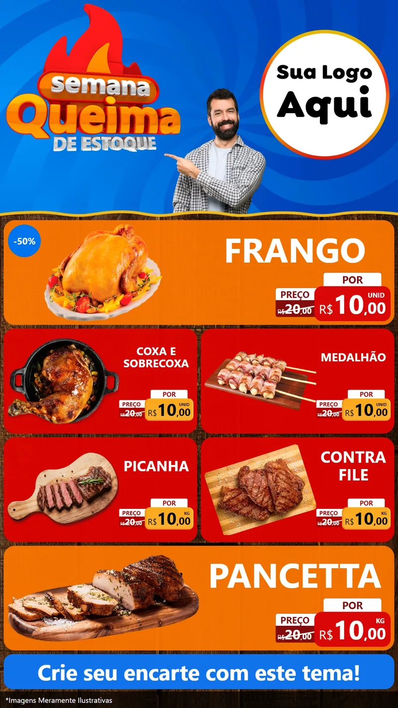 Modelo de TV para TV Vertical com o tema Semana Queima de Estoque para Assados