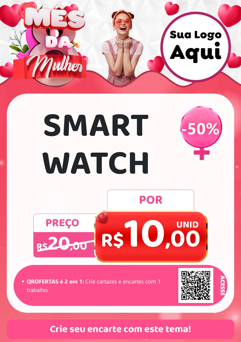 Modelo de Cartaz para Cartaz A4 Vertical com o tema Mês da Mulher para Informática