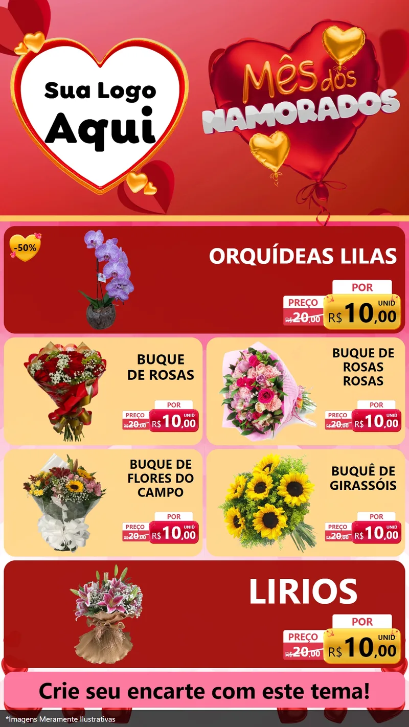 Modelo de TV para TV Vertical com o tema Mês dos Namorados para Floricultura e jardim