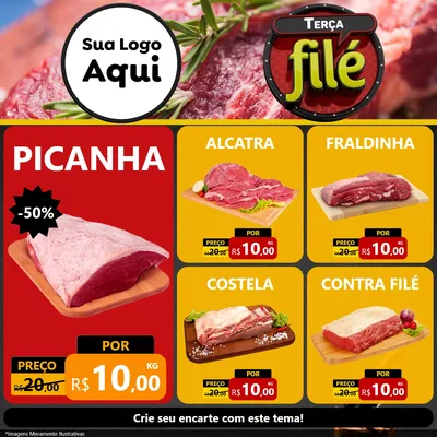 Modelo de Rede Social para Feed Facebook com o tema Terça Filé para Açougue