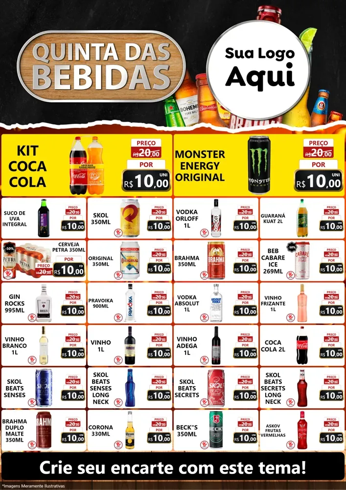 Modelo de Encarte para Encarte A4 Vertical com o tema Quinta das Bebidas para Distribuidora de bebidas