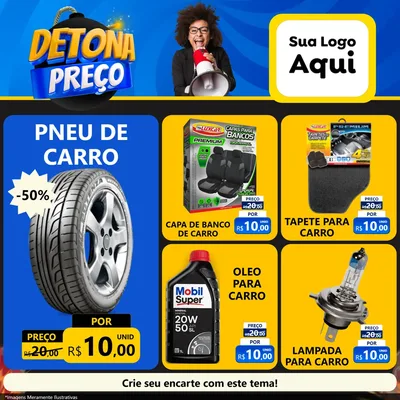 Modelo de Rede Social para Feed Facebook com o tema Detona Preços para Auto peças