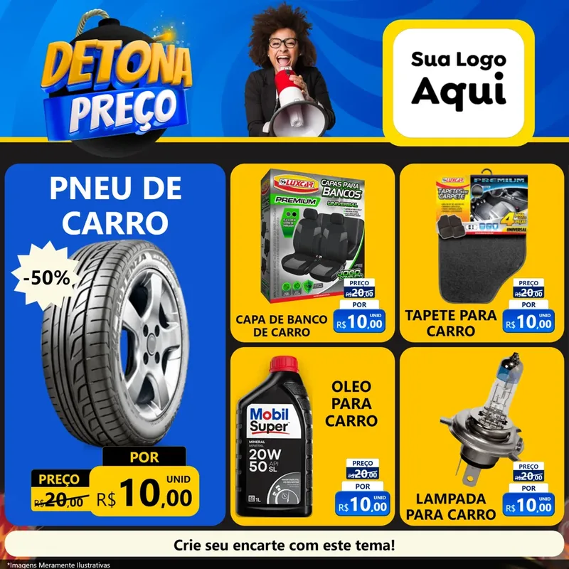 Modelo de Rede Social para Feed Facebook com o tema Detona Preços para Auto peças
