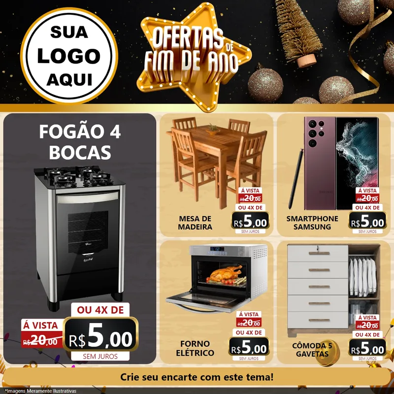Modelo de Rede Social para Feed Facebook com o tema Ofertas de Fim de Ano para Móveis e Eletro