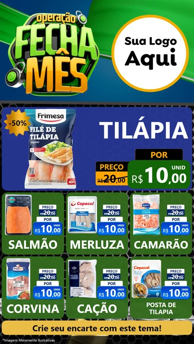 Modelo de Rede Social para Stories com o tema Operação Fecha Mês para Peixaria