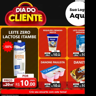 Modelo de Rede Social para Feed Facebook com o tema Dia do Cliente para Frios e Laticínios