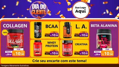 Modelo de TV para TV Horizontal com o tema Dia do Cliente para Suplementos alimentares