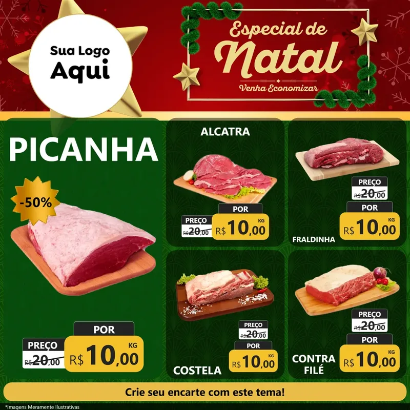Modelo de Rede Social para Feed Facebook com o tema Especial de Natal para Açougue