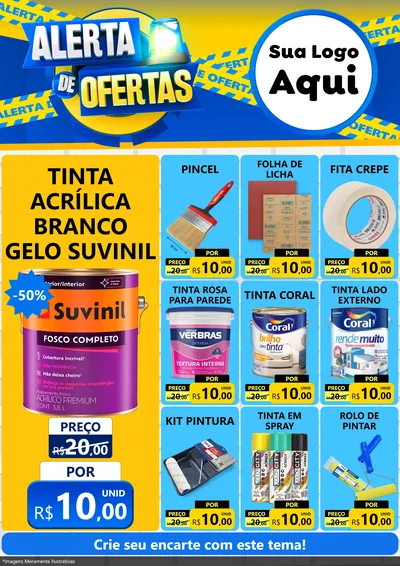 Modelo de Encarte para Encarte A4 Vertical com o tema Alerta de Ofertas para Tintas e Ferramentas