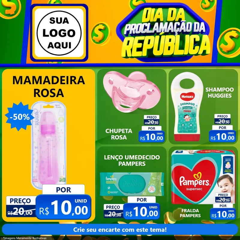 Modelo de Rede Social para Feed Facebook com o tema Dia Da Proclamação da República para Bebês