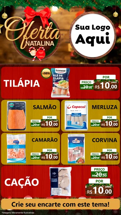 Modelo de TV para TV Vertical com o tema Ofertas Natalina para Peixaria