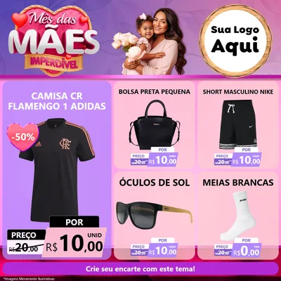 Modelo de Rede Social para Feed Facebook com o tema Mês das Mães Imperdível para Roupas e acessórios