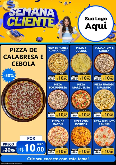 Modelo de Encarte para Encarte A4 Vertical com o tema Semana do Cliente para Pizzaria