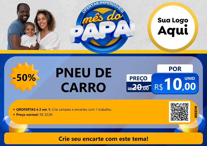 Modelo de Cartaz para Cartaz A4 Horizontal com o tema Ofertas Imperdíveis Mês Do Papai para Auto peças