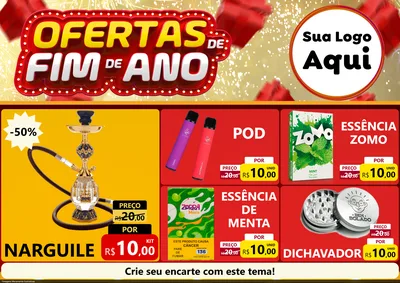 Modelo de Encarte para Encarte A4 Horizontal com o tema Ofertas de Fim de Ano para Tabacaria