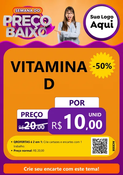 Modelo de Cartaz para Cartaz A4 Vertical com o tema Semana do Preço Baixo para Farmácia
