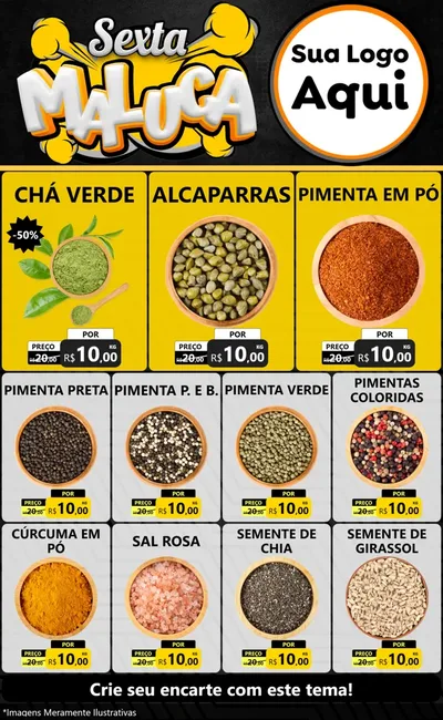 Modelo de Encarte para Encarte Grande com o tema Sexta Maluca para Produtos Naturais