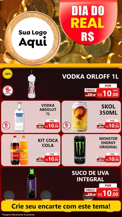 Modelo de TV para TV Vertical com o tema Dia do Real para Distribuidora de bebidas