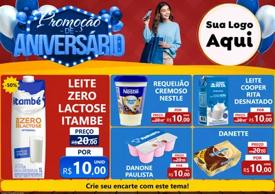 Modelo de Encarte para Encarte A4 Horizontal com o tema Promoção de Aniversário para Frios e Laticínios