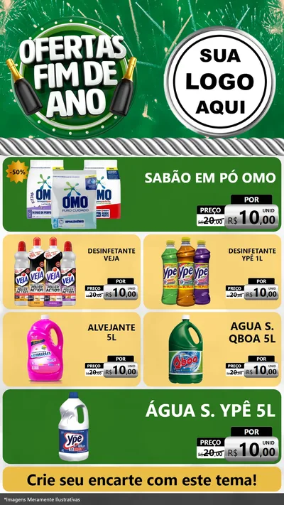 Modelo de TV para TV Vertical com o tema Ofertas Fim de Ano para Produtos de Limpeza