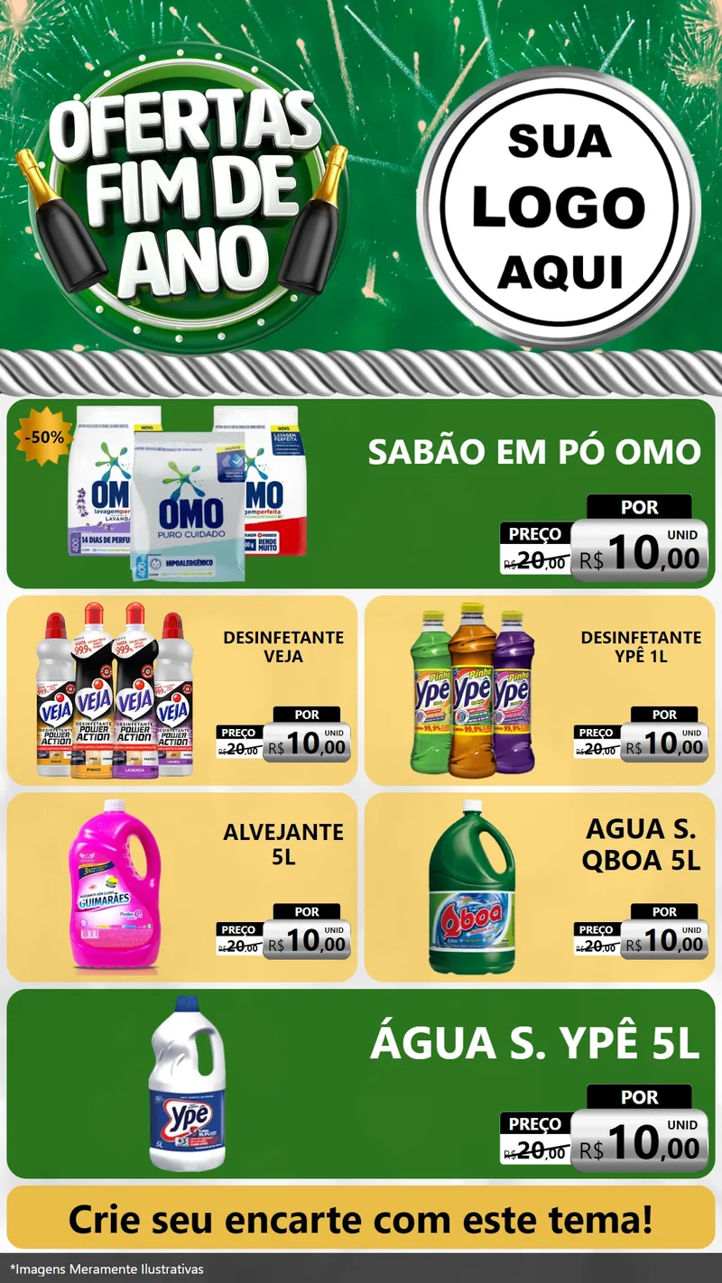 Modelo de TV para TV Vertical com o tema Ofertas Fim de Ano para Produtos de Limpeza