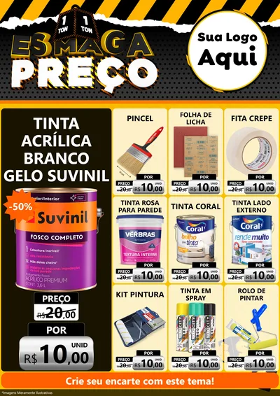 Modelo de Encarte para Encarte A4 Vertical com o tema Esmaga Preço para Tintas e Ferramentas
