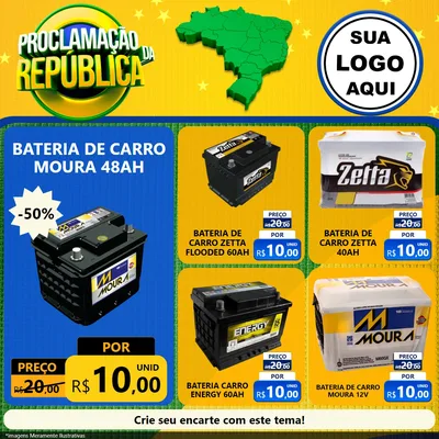 Modelo de Rede Social para Feed Facebook com o tema Proclamação da República para Baterias Elétricas