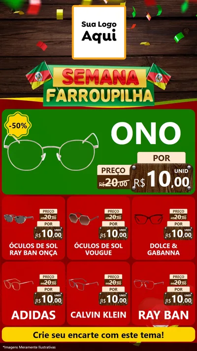 Modelo de Rede Social para Stories com o tema Semana Farroupilha para Óticas