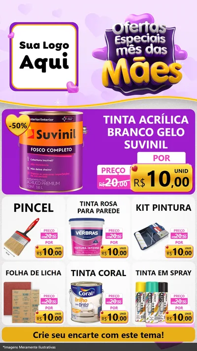 Modelo de Rede Social para Stories com o tema Ofertas Especiais - Mês das Mães para Tintas e Ferramentas