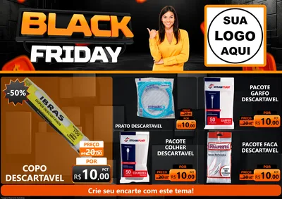 Modelo de Encarte para Encarte A4 Horizontal com o tema Black Friday para Embalagens