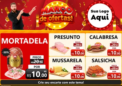 Modelo de Encarte para Encarte A4 Horizontal com o tema Março de Ofertas! para Frios e Laticínios
