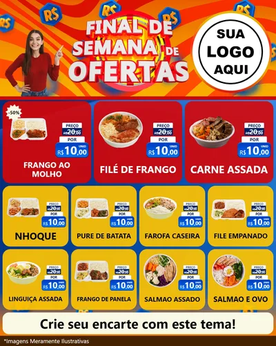 Modelo de Rede Social para Feed Instagram com o tema Final de Semana de Ofertas para Restaurante