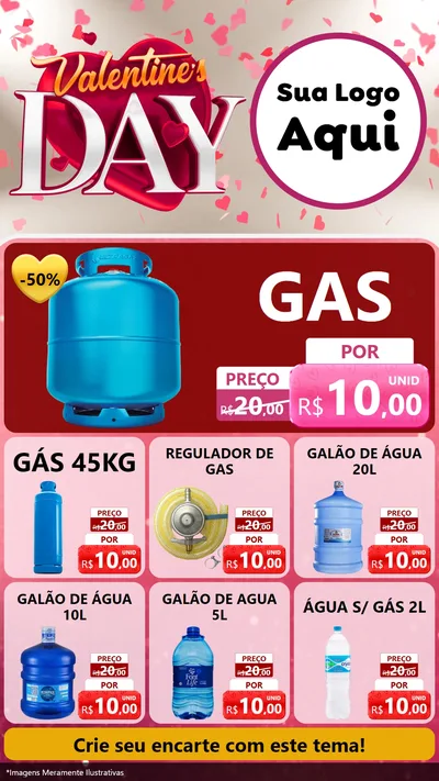 Modelo de Rede Social para Stories com o tema Valentine's Day para Água e gás