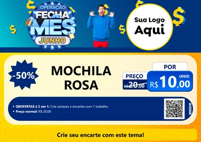 Modelo de Cartaz para Cartaz A4 Horizontal com o tema Operação Fecha Mês, Junho para Papelaria
