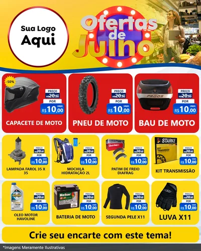 Modelo de Rede Social para Feed Instagram com o tema Ofertas de Julho para Moto peças