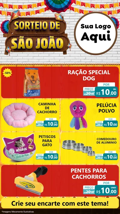 Modelo de TV para TV Vertical com o tema Sorteio de São João para Pet Shop