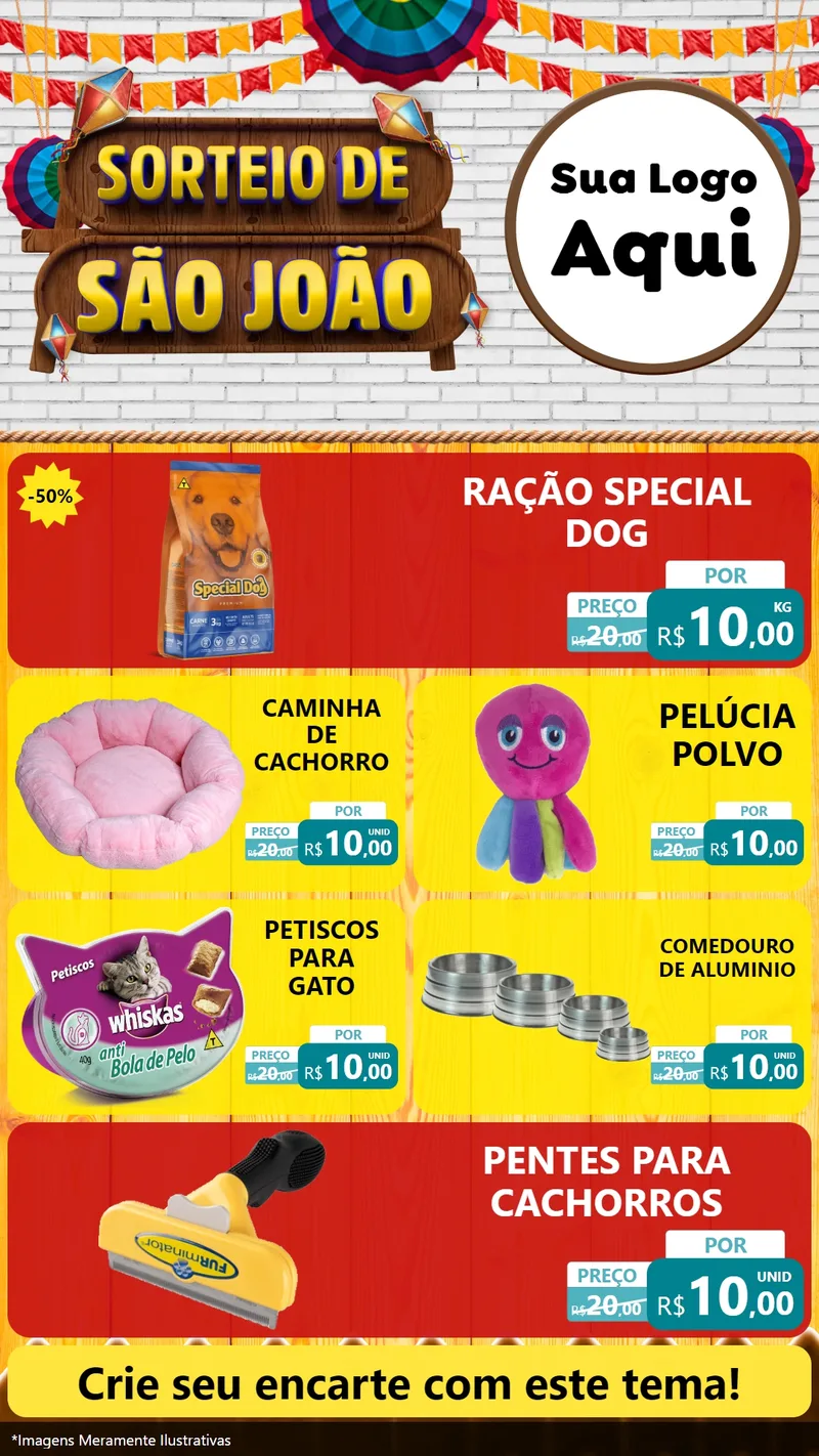 Modelo de TV para TV Vertical com o tema Sorteio de São João para Pet Shop