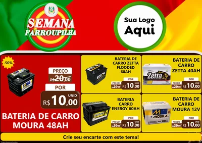 Modelo de Encarte para Encarte A4 Horizontal com o tema Semana Farroupilha para Baterias Elétricas