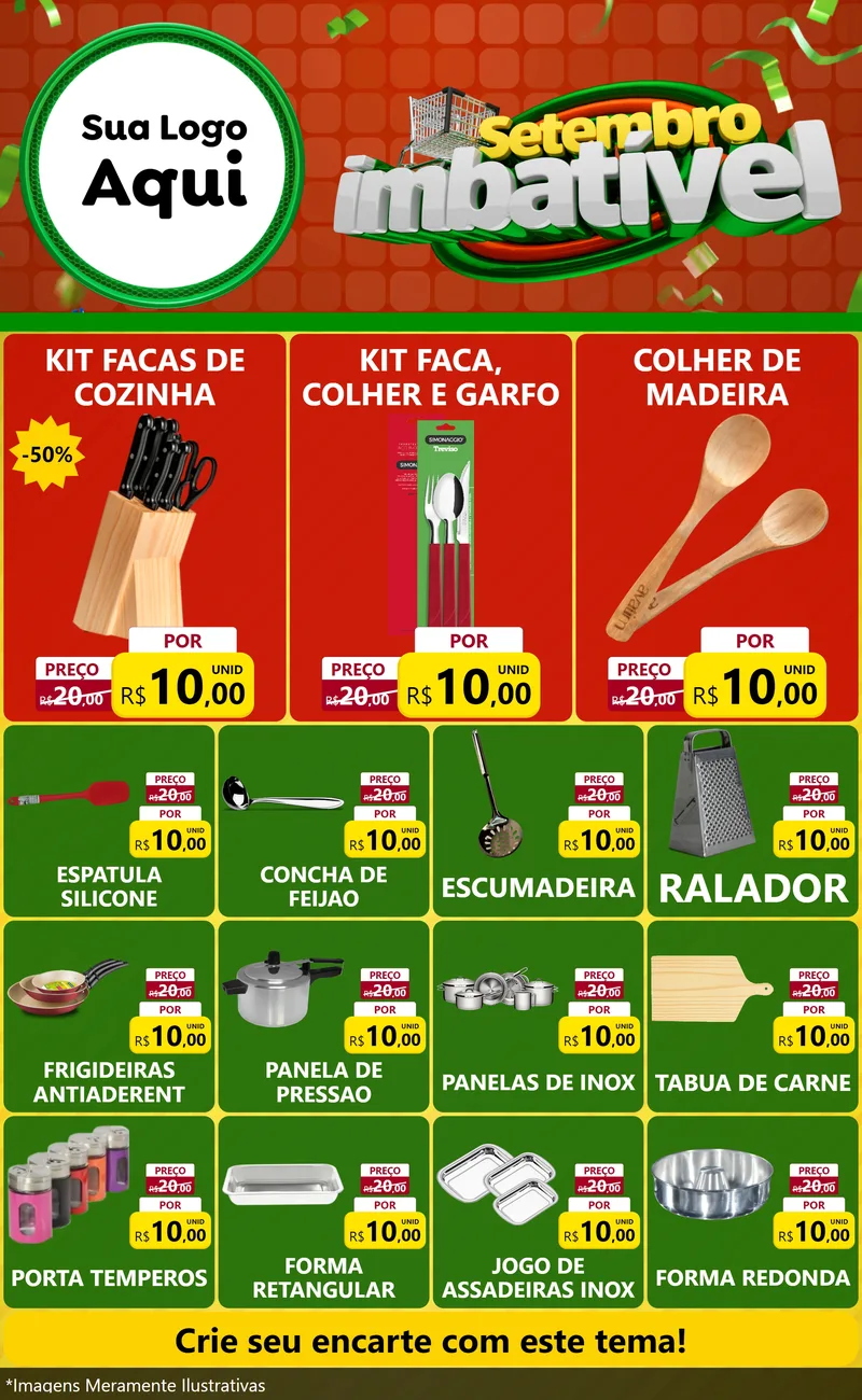Modelo de Encarte para Encarte Grande com o tema Setembro Imbatível para Utilidades Domésticas