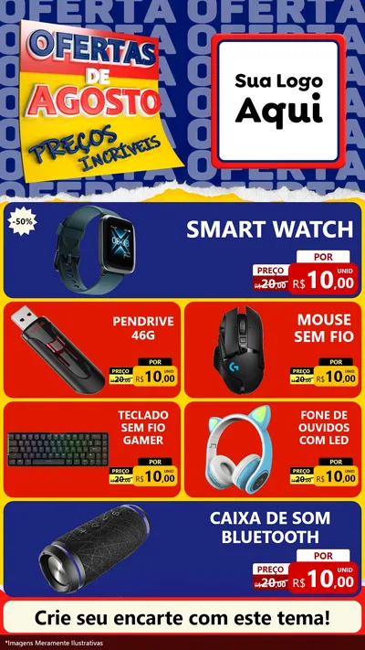 Modelo de TV para TV Vertical com o tema Ofertas de Agosto - Preços Incríveis para Informática