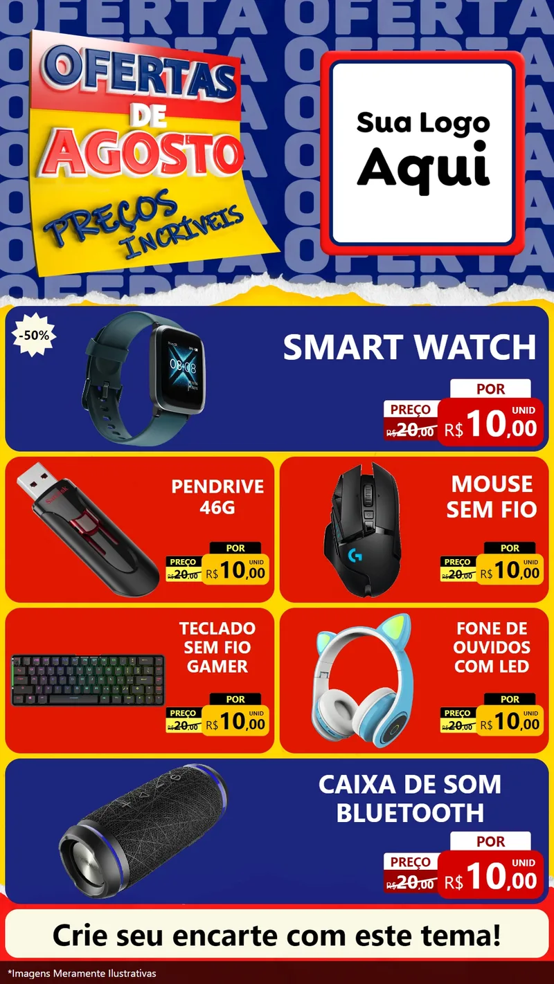 Modelo de TV para TV Vertical com o tema Ofertas de Agosto - Preços Incríveis para Informática