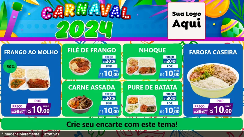 Modelo de TV para TV Horizontal com o tema Carnaval 2027 para Restaurante
