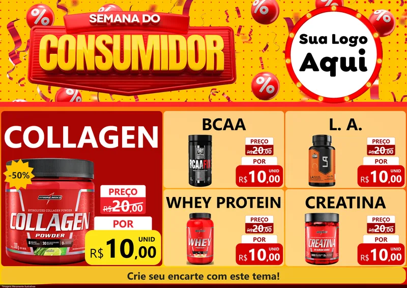 Modelo de Encarte para Encarte A4 Horizontal com o tema Semana do Consumidor para Suplementos alimentares