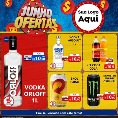 Modelo de Rede Social para Feed Facebook com o tema Junho de Ofertas para Distribuidora de bebidas