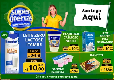 Modelo de Encarte para Encarte A4 Horizontal com o tema Super Ofertas de Independência para Frios e Laticínios