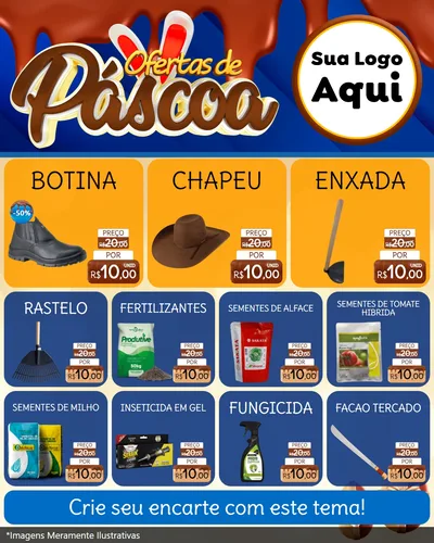 Modelo de Rede Social para Feed Instagram com o tema Ofertas de Páscoa para Agropecuária